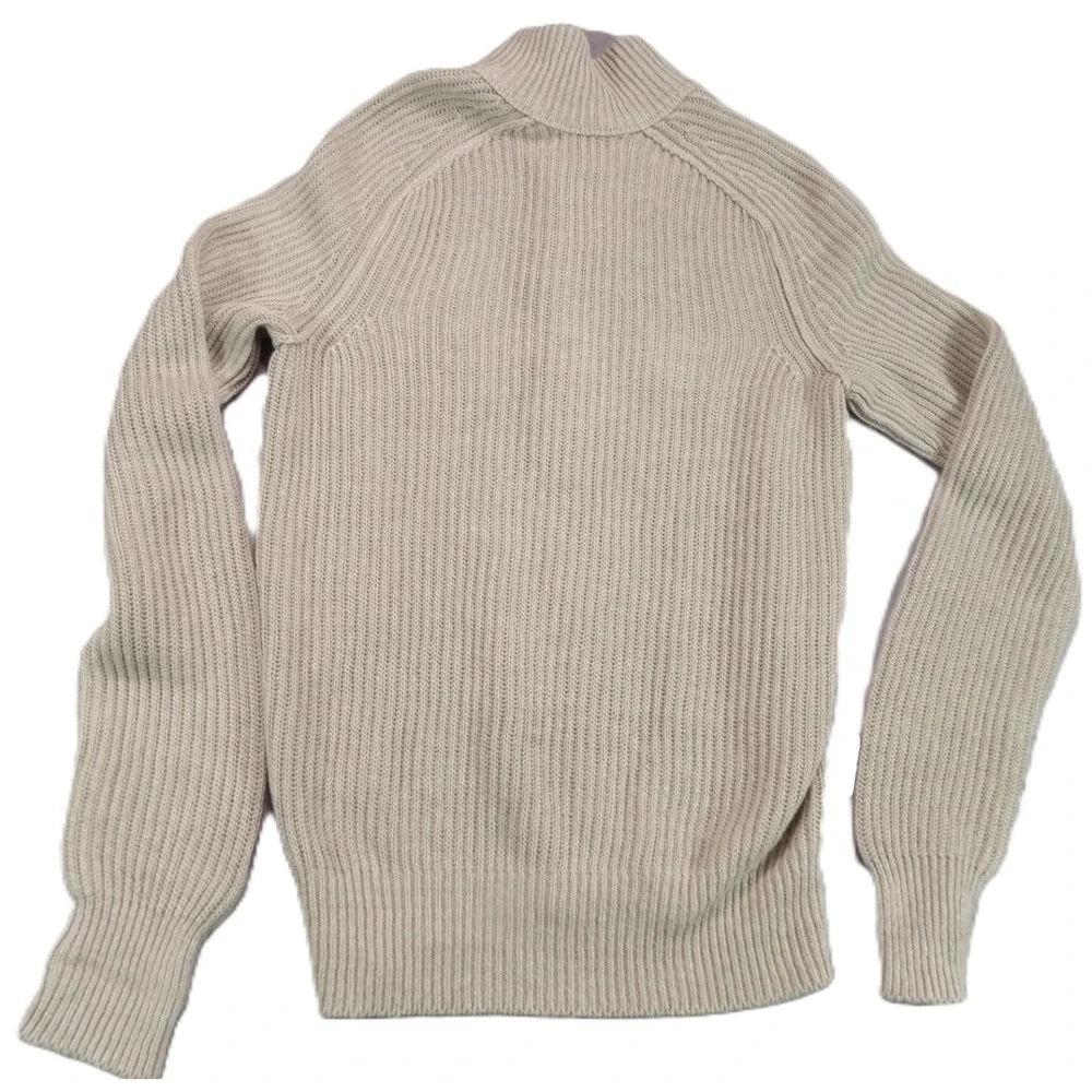 Banana Republic Linen Sweater Men S Beige Ribbed Full Zip Mock Neck Cardigan Top